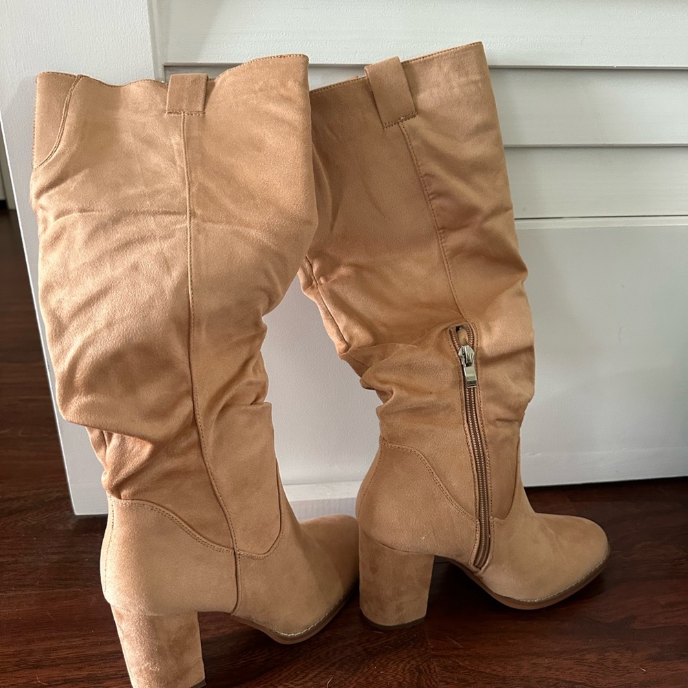 NWOT - Elegant Tan Heeled Boots for Women